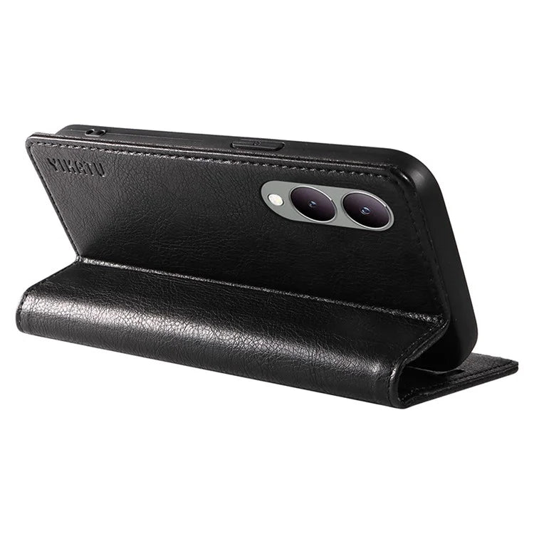 YIKATU YK-006 For vivo Y17s 4G Cell Phone Case PU Leather+TPU Litchi Texture Anti-drop Wallet Cover