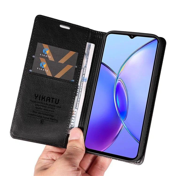 YIKATU YK-006 For vivo Y17s 4G Cell Phone Case PU Leather+TPU Litchi Texture Anti-drop Wallet Cover