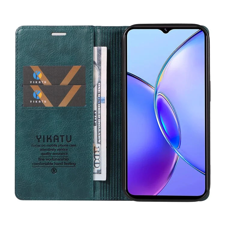 YIKATU YK-006 For vivo Y17s 4G Cell Phone Case PU Leather+TPU Litchi Texture Anti-drop Wallet Cover