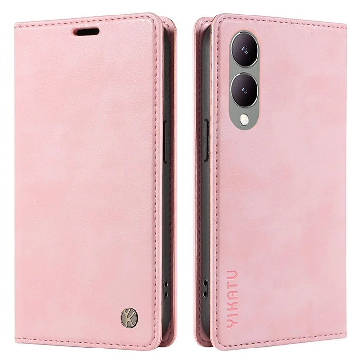 YIKATU YK-006 For vivo Y17s 4G Cell Phone Case PU Leather+TPU Litchi Texture Anti-drop Wallet Cover