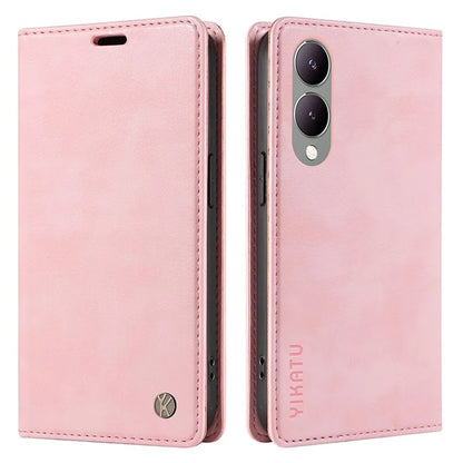 YIKATU YK-006 For vivo Y17s 4G Cell Phone Case PU Leather+TPU Litchi Texture Anti-drop Wallet Cover