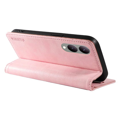 YIKATU YK-006 For vivo Y17s 4G Cell Phone Case PU Leather+TPU Litchi Texture Anti-drop Wallet Cover