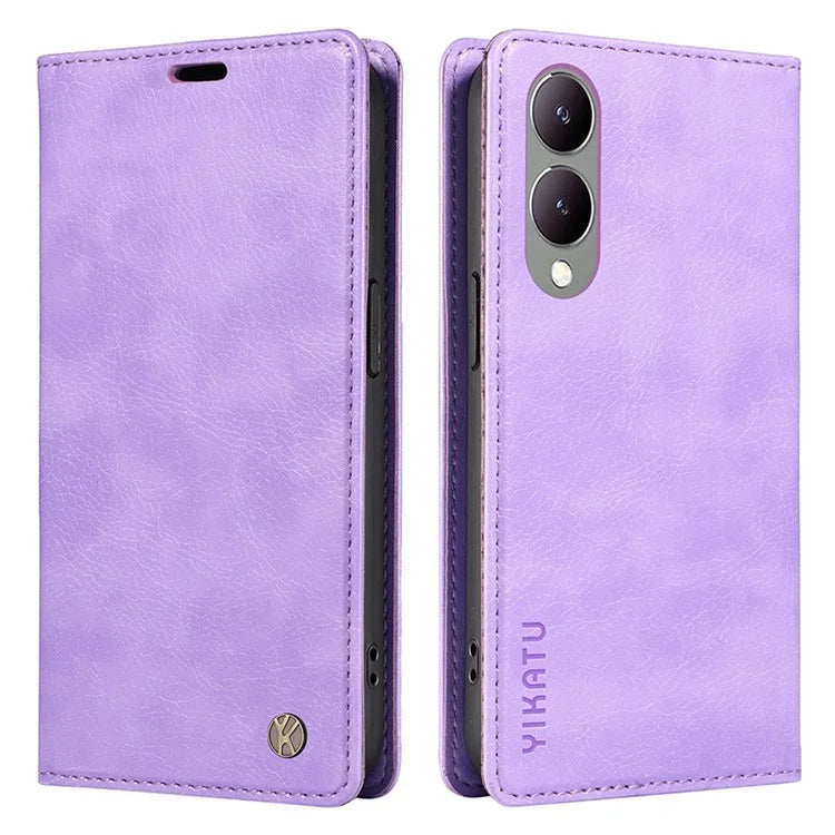 YIKATU YK-006 For vivo Y17s 4G Cell Phone Case PU Leather+TPU Litchi Texture Anti-drop Wallet Cover