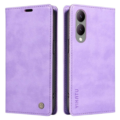 YIKATU YK-006 For vivo Y17s 4G Cell Phone Case PU Leather+TPU Litchi Texture Anti-drop Wallet Cover