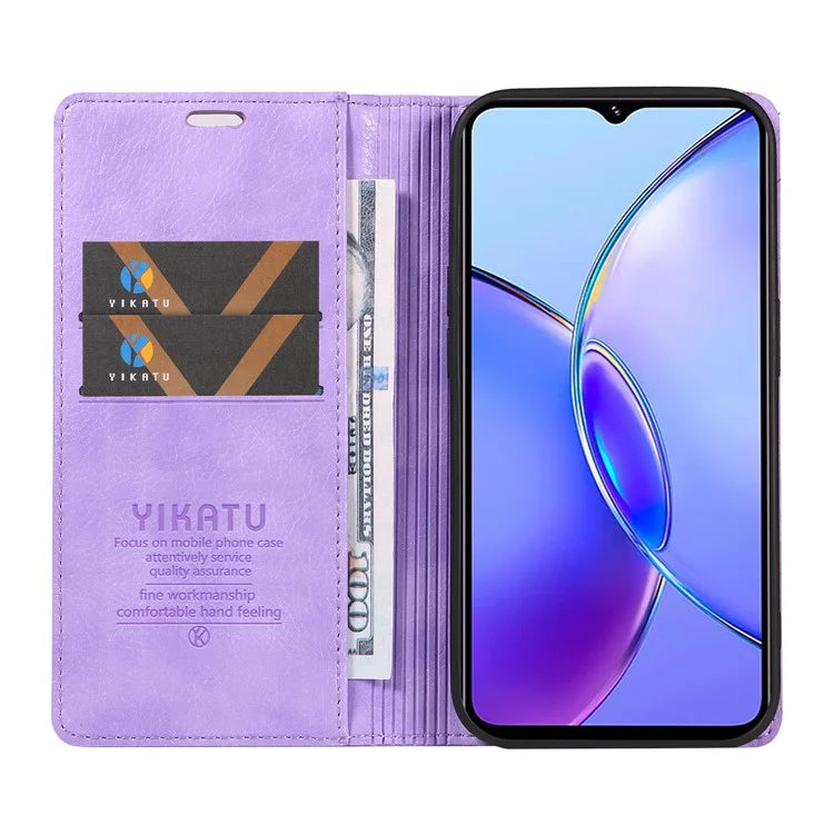 YIKATU YK-006 For vivo Y17s 4G Cell Phone Case PU Leather+TPU Litchi Texture Anti-drop Wallet Cover