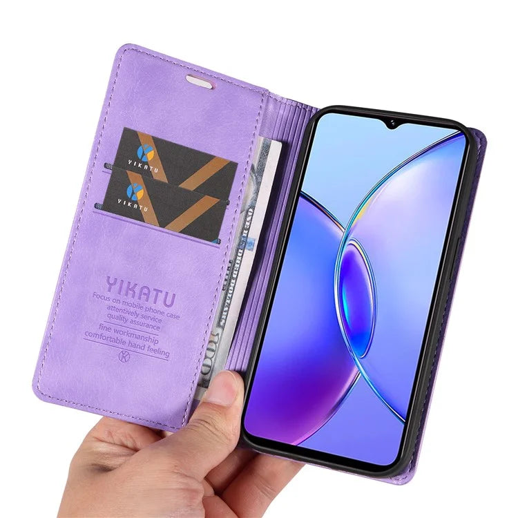 YIKATU YK-006 For vivo Y17s 4G Cell Phone Case PU Leather+TPU Litchi Texture Anti-drop Wallet Cover