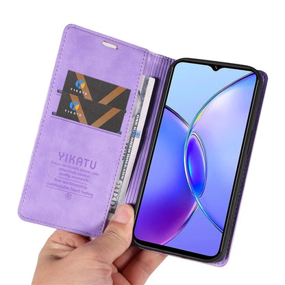 YIKATU YK-006 For vivo Y17s 4G Cell Phone Case PU Leather+TPU Litchi Texture Anti-drop Wallet Cover