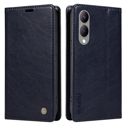 YIKATU YK-006 For vivo Y17s 4G Cell Phone Case PU Leather+TPU Litchi Texture Anti-drop Wallet Cover