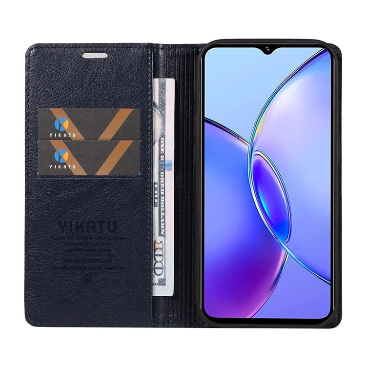 YIKATU YK-006 For vivo Y17s 4G Cell Phone Case PU Leather+TPU Litchi Texture Anti-drop Wallet Cover