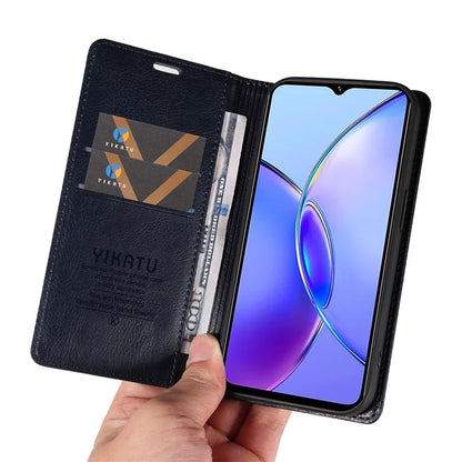 YIKATU YK-006 For vivo Y17s 4G Cell Phone Case PU Leather+TPU Litchi Texture Anti-drop Wallet Cover