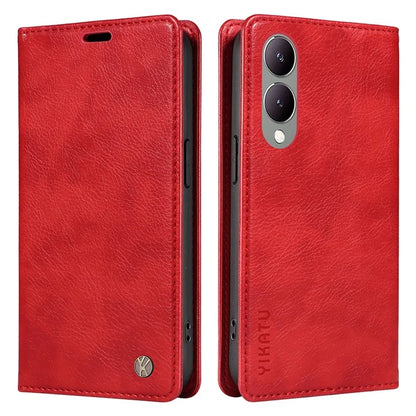 YIKATU YK-006 For vivo Y17s 4G Cell Phone Case PU Leather+TPU Litchi Texture Anti-drop Wallet Cover
