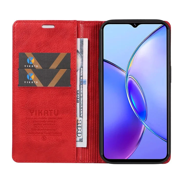 YIKATU YK-006 For vivo Y17s 4G Cell Phone Case PU Leather+TPU Litchi Texture Anti-drop Wallet Cover