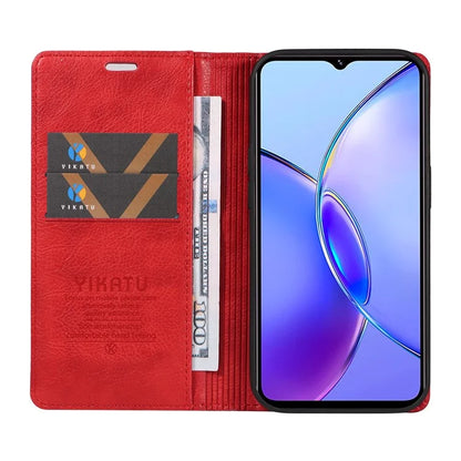 YIKATU YK-006 For vivo Y17s 4G Cell Phone Case PU Leather+TPU Litchi Texture Anti-drop Wallet Cover