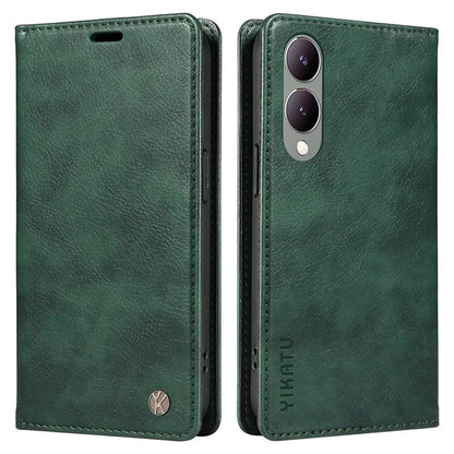 YIKATU YK-006 For vivo Y17s 4G Cell Phone Case PU Leather+TPU Litchi Texture Anti-drop Wallet Cover