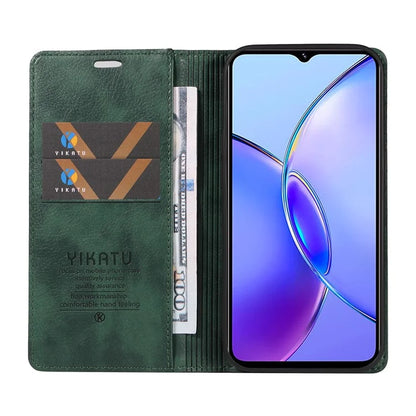 YIKATU YK-006 For vivo Y17s 4G Cell Phone Case PU Leather+TPU Litchi Texture Anti-drop Wallet Cover