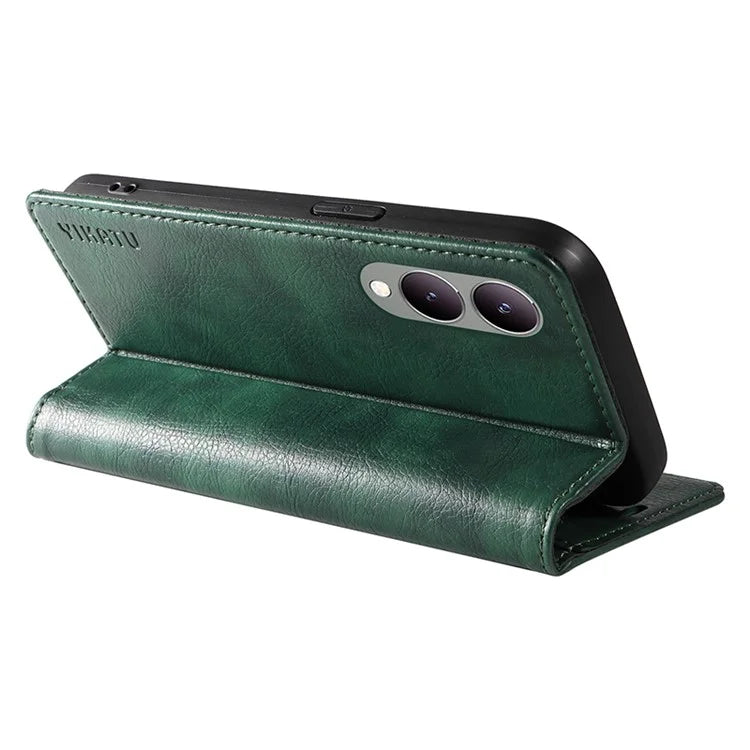 YIKATU YK-006 For vivo Y17s 4G Cell Phone Case PU Leather+TPU Litchi Texture Anti-drop Wallet Cover