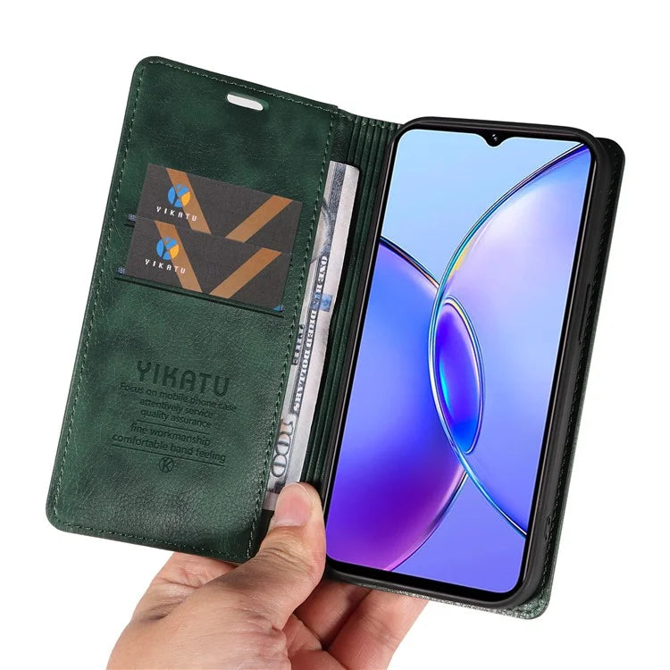 YIKATU YK-006 For vivo Y17s 4G Cell Phone Case PU Leather+TPU Litchi Texture Anti-drop Wallet Cover