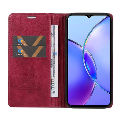 YIKATU YK-006 For vivo Y17s 4G Cell Phone Case PU Leather+TPU Litchi Texture Anti-drop Wallet Cover