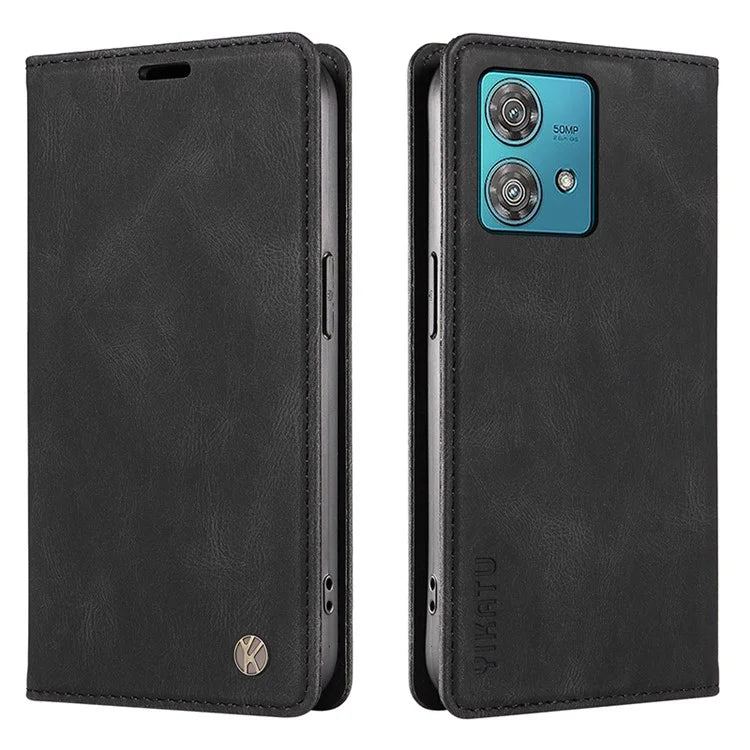 YIKATU YK-004 For Motorola Edge 40 Neo 5G Magnetic Case Skin-touch Leather Stand Wallet Phone Cover