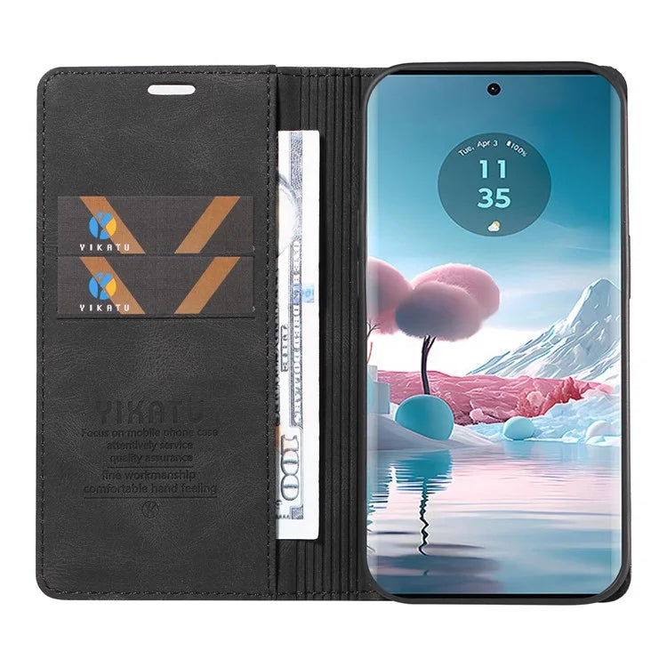 YIKATU YK-004 For Motorola Edge 40 Neo 5G Magnetic Case Skin-touch Leather Stand Wallet Phone Cover