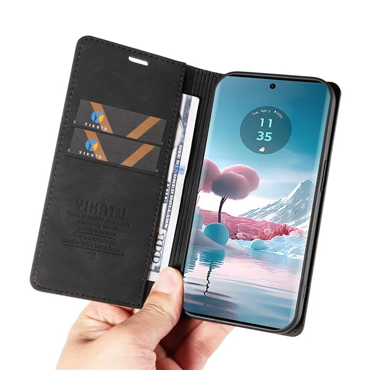 YIKATU YK-004 For Motorola Edge 40 Neo 5G Magnetic Case Skin-touch Leather Stand Wallet Phone Cover