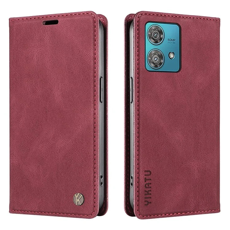 YIKATU YK-004 For Motorola Edge 40 Neo 5G Magnetic Case Skin-touch Leather Stand Wallet Phone Cover