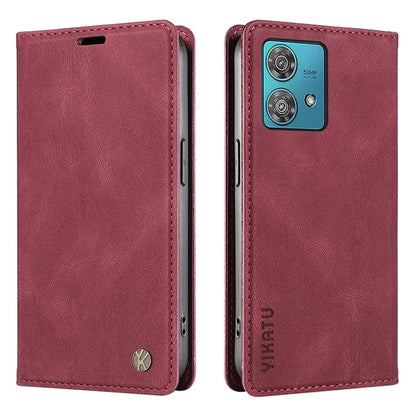 YIKATU YK-004 For Motorola Edge 40 Neo 5G Magnetic Case Skin-touch Leather Stand Wallet Phone Cover