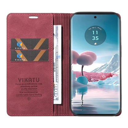 YIKATU YK-004 For Motorola Edge 40 Neo 5G Magnetic Case Skin-touch Leather Stand Wallet Phone Cover
