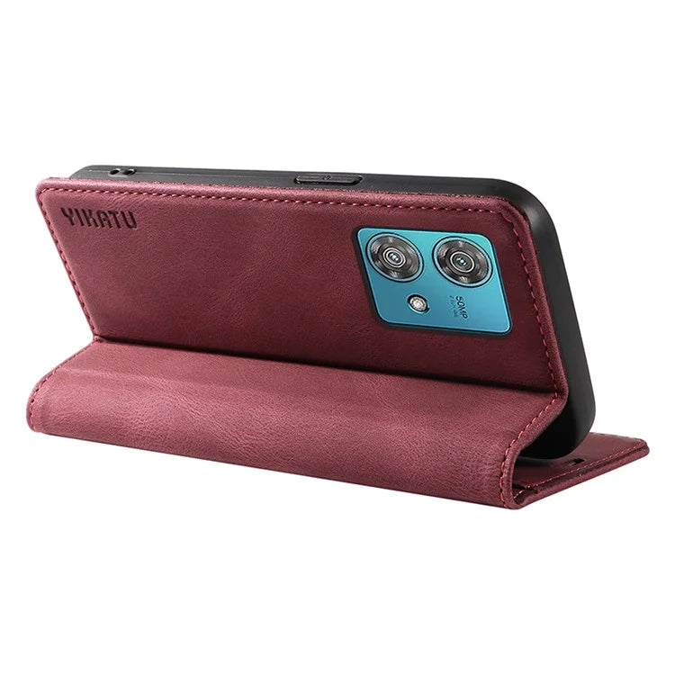 YIKATU YK-004 For Motorola Edge 40 Neo 5G Magnetic Case Skin-touch Leather Stand Wallet Phone Cover