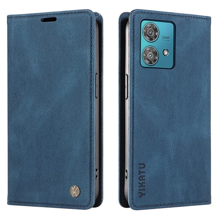 YIKATU YK-004 For Motorola Edge 40 Neo 5G Magnetic Case Skin-touch Leather Stand Wallet Phone Cover