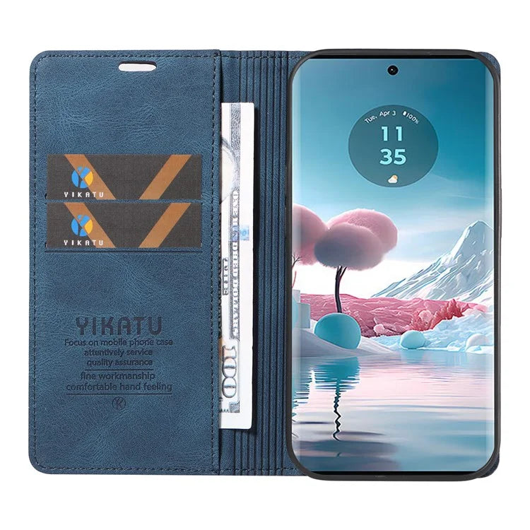 YIKATU YK-004 For Motorola Edge 40 Neo 5G Magnetic Case Skin-touch Leather Stand Wallet Phone Cover