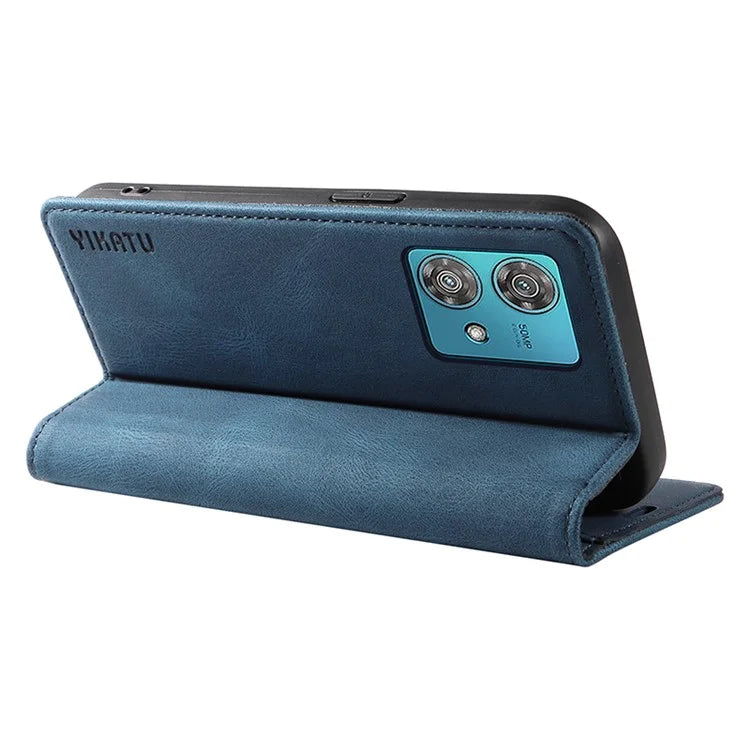 YIKATU YK-004 For Motorola Edge 40 Neo 5G Magnetic Case Skin-touch Leather Stand Wallet Phone Cover