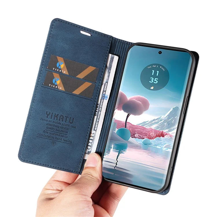 YIKATU YK-004 For Motorola Edge 40 Neo 5G Magnetic Case Skin-touch Leather Stand Wallet Phone Cover