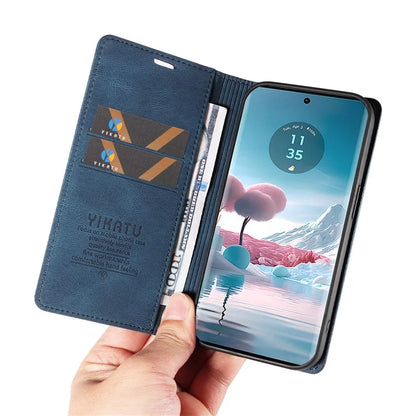 YIKATU YK-004 For Motorola Edge 40 Neo 5G Magnetic Case Skin-touch Leather Stand Wallet Phone Cover