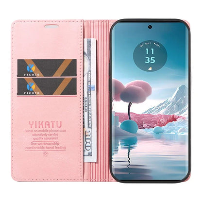 YIKATU YK-004 For Motorola Edge 40 Neo 5G Magnetic Case Skin-touch Leather Stand Wallet Phone Cover