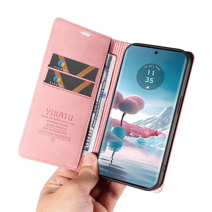 YIKATU YK-004 For Motorola Edge 40 Neo 5G Magnetic Case Skin-touch Leather Stand Wallet Phone Cover