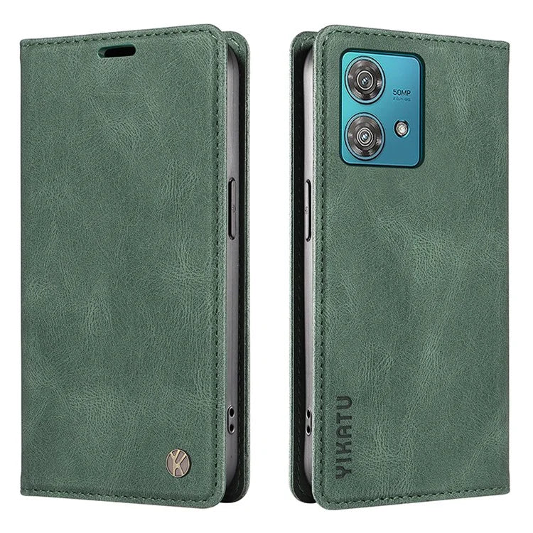 YIKATU YK-004 For Motorola Edge 40 Neo 5G Magnetic Case Skin-touch Leather Stand Wallet Phone Cover