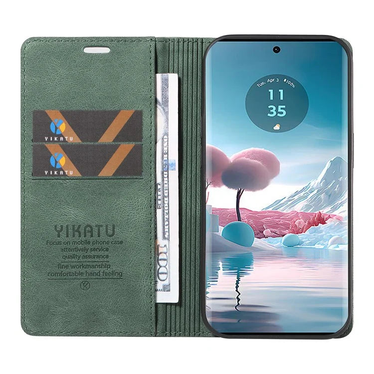 YIKATU YK-004 For Motorola Edge 40 Neo 5G Magnetic Case Skin-touch Leather Stand Wallet Phone Cover