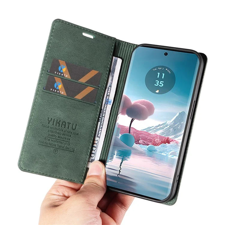 YIKATU YK-004 For Motorola Edge 40 Neo 5G Magnetic Case Skin-touch Leather Stand Wallet Phone Cover