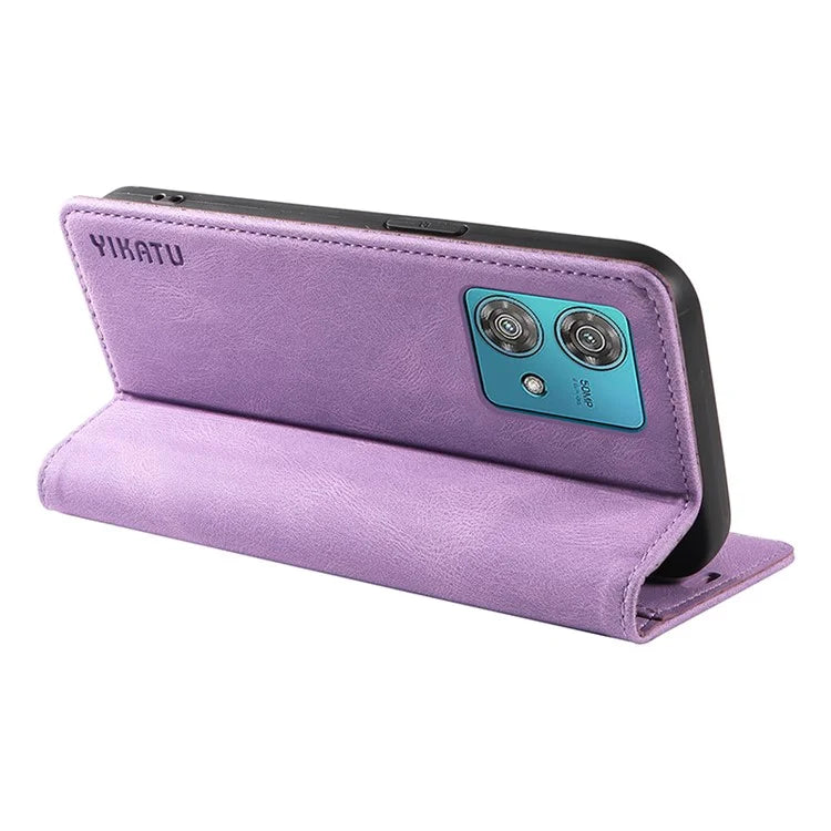 YIKATU YK-004 For Motorola Edge 40 Neo 5G Magnetic Case Skin-touch Leather Stand Wallet Phone Cover