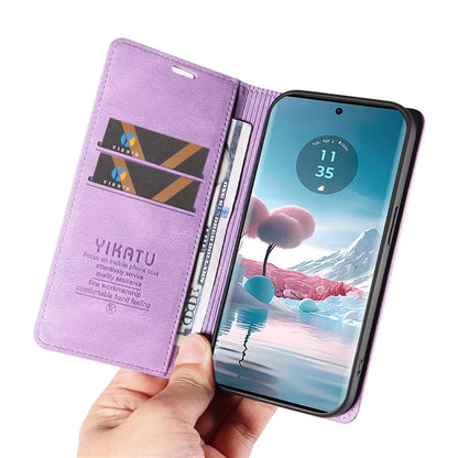 YIKATU YK-004 For Motorola Edge 40 Neo 5G Magnetic Case Skin-touch Leather Stand Wallet Phone Cover