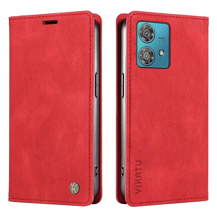 YIKATU YK-004 For Motorola Edge 40 Neo 5G Magnetic Case Skin-touch Leather Stand Wallet Phone Cover