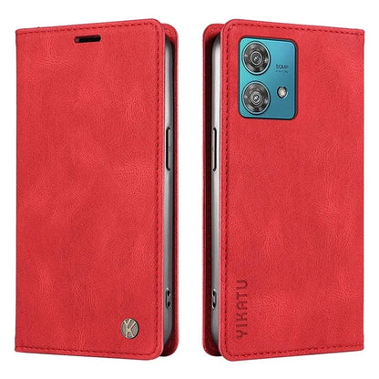 YIKATU YK-004 For Motorola Edge 40 Neo 5G Magnetic Case Skin-touch Leather Stand Wallet Phone Cover