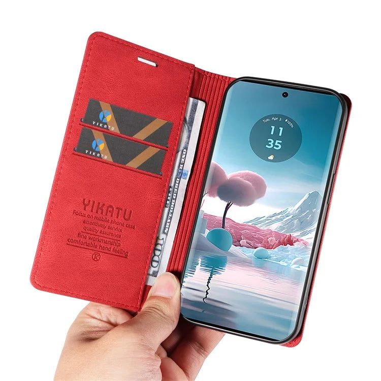 YIKATU YK-004 For Motorola Edge 40 Neo 5G Magnetic Case Skin-touch Leather Stand Wallet Phone Cover