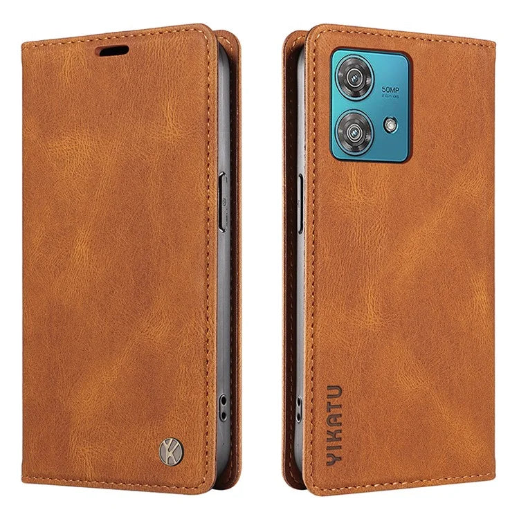YIKATU YK-004 For Motorola Edge 40 Neo 5G Magnetic Case Skin-touch Leather Stand Wallet Phone Cover