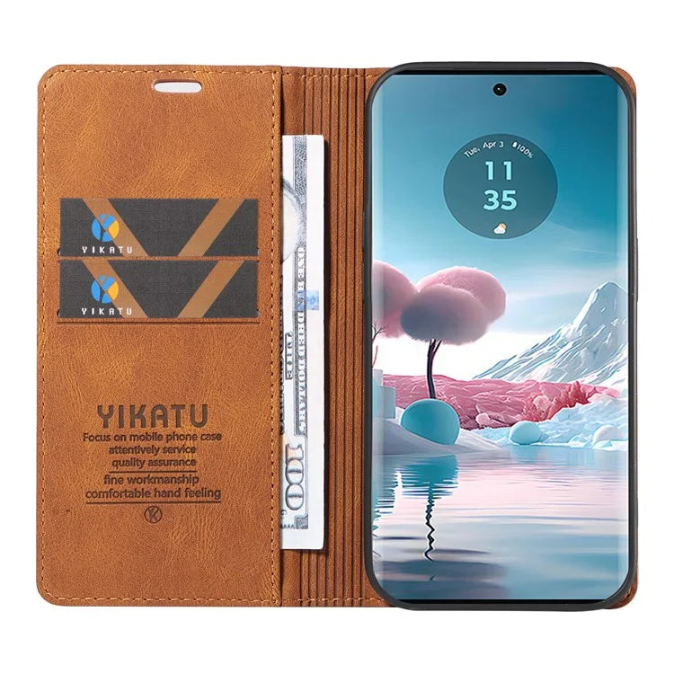 YIKATU YK-004 For Motorola Edge 40 Neo 5G Magnetic Case Skin-touch Leather Stand Wallet Phone Cover