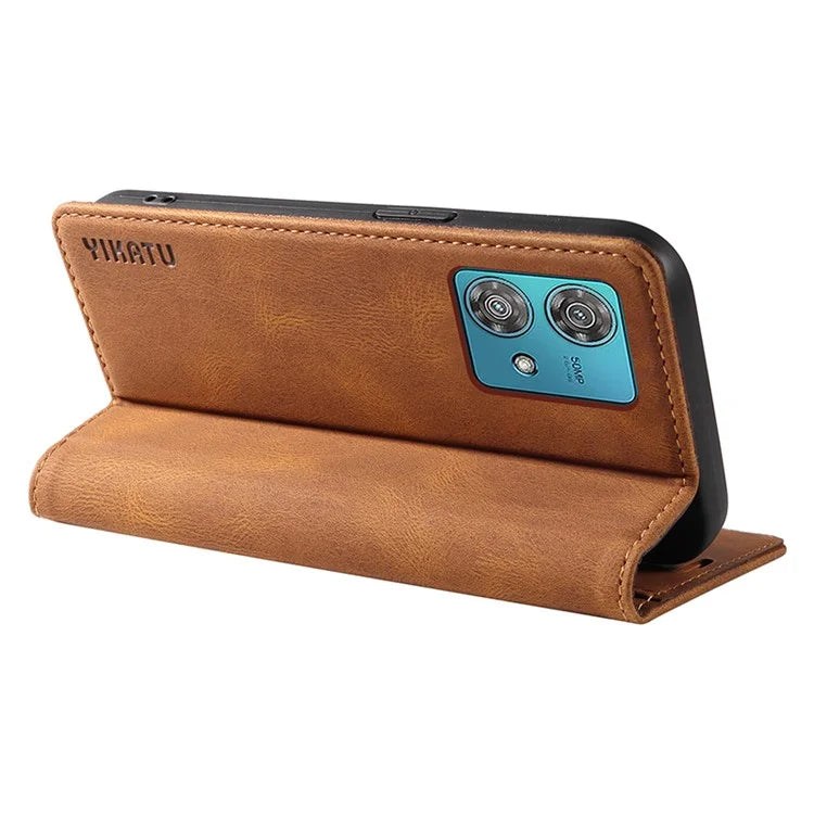 YIKATU YK-004 For Motorola Edge 40 Neo 5G Magnetic Case Skin-touch Leather Stand Wallet Phone Cover