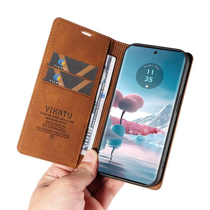 YIKATU YK-004 For Motorola Edge 40 Neo 5G Magnetic Case Skin-touch Leather Stand Wallet Phone Cover