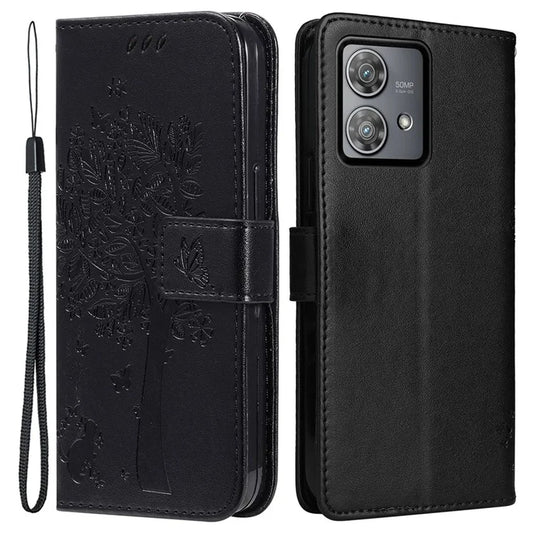 KT Imprinting Flower Series-3 For Motorola Edge 40 Neo 5G Cell Phone Case Stand Wallet Drop-proof Cover