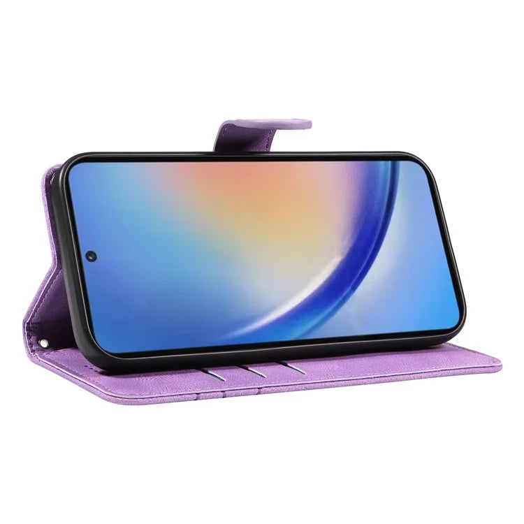 For Samsung Galaxy A35 5G Leather Case Imprinted Line Phone Wallet Cover